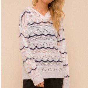 Hem & Threads lightweight hoodie with blue stripe